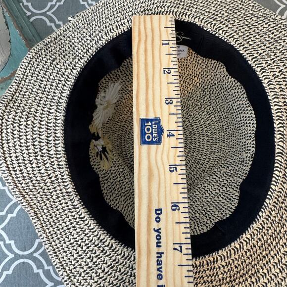 Jessica Simpson Straw Bucket Hat Cottage Core Floral Prairie Boho Garden Party - Picture 8 of 11